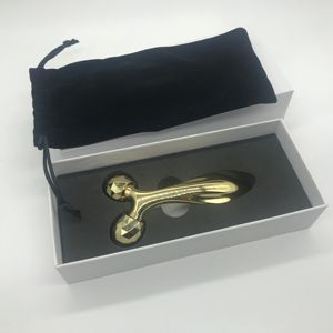 Rodillo de masaje 3D de metal Color dorado con mango largo - Product Image 5