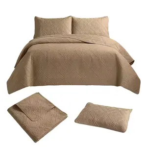 Colcha de microfibra para uso doméstico, juego de cama de poliéster, colcha ultrasónica acolchada en relieve