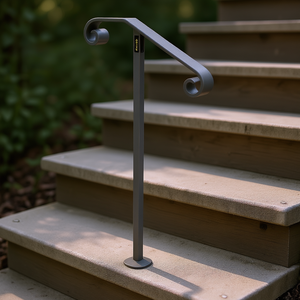 Barandilla de hierro forjado Vevor de un solo poste, color gris oscuro, para escaleras de 1-2 escalones, diseño industrial, duradera. - Product Image 2