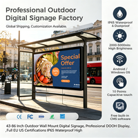 Écrans publicitaires LCD tactiles capacitifs de 55 à 65 pouces, étanches IP65, pour affichage numérique mural extérieur pour arrêt de bus