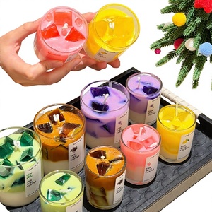 Bougie parfumée au café glacé, double couche, motif fruits colorés, aromathérapie, accessoire photo, cadeau festif, durée de combustion de 4 à 12 heures - Product Image 1