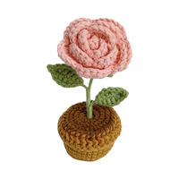 Handgehäkelte Mini-Topfblumen für Auto-Armaturenbrett-Deko, Schreibtisch, Heim-Interieur, Anpassbare Ornamente