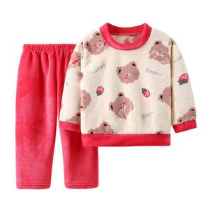 Conjunto de <span class=keywords><strong>Pijamas</strong></span> de Franela Rosa Personalizado para Niñas, Ropa de Dormir para Niñas Pequeñas/<span class=keywords><strong>Adolescentes</strong></span>, Otoño <span class=keywords><strong>Invierno</strong></span> - Product Image 2