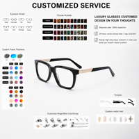 Personnalisation de lunettes optiques de luxe haut de gamme en acétate, montures de lunettes rectangulaires à monture complète, confortables pour un usage quotidien, OEM/ODM