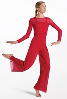 Robe de danse lyrique classique pour femme, en maille extensible douce, pour performance scénique, avec manches longues, design de danse lyrique