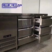 Vente en gros 304 établi en acier inoxydable équipement de réfrigération 2 tiroirs 2 portes réfrigérateur congélateur refroidissement par air température unique