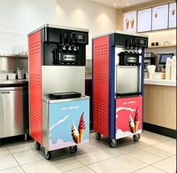 Machine à glace molle automatique 3 saveurs pour usage commercial, fabrication en usine, pour cornets et glaces.