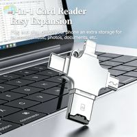 Adaptateur OTG 4 en 1 USB3.0/Type-C/Micro/iOS Lecteur de carte TF Compatible avec les téléphones et les tablettes Adaptateur externe pour ordinateurs portables Universel