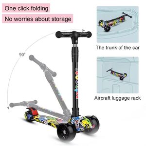 Trottinette pliable à roues lumineuses, trottinette à 3 roues, hauteur réglable, trottinette à pousser pour enfants, direction par inclinaison pour enfants - Product Image 4