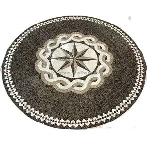 Mosaico Artesanal Natural en Forma de Rosa de los Vientos con Medallón Náutico, Colores de Mármol para Pisos, Disponible en Alibaba - Product Image 1