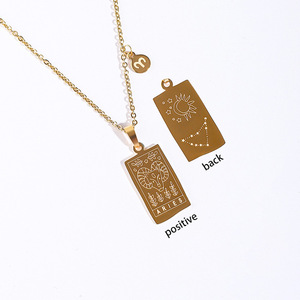 Collana con ciondolo per carta dei <span class=keywords><strong>tarocchi</strong></span> nuova quadrata con segno zodiacale collana con segno zodiacale placcato in oro Non appannato a prova d'acqua gioielli da donna collana <span class=keywords><strong>oroscopo</strong></span> - Product Image 6