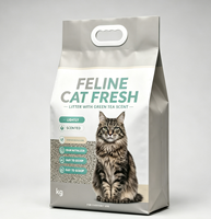 Sac Doypack avec poignée de transport en plastique laminé blanc mat 12LBS 20LBS, anti-odeur, impression personnalisée, pour litière pour chat et emballage en gros pour animaux de compagnie