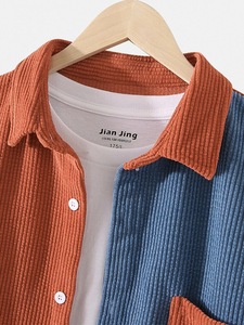 Chemise en velours côtelé pour <span class=keywords><strong>homme</strong></span> MS-<span class=keywords><strong>46</strong></span>, nouvelle collection automne-hiver 2021, col contrasté, style européen et américain, commerce extérieur - Product Image 5