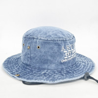 Topi Bucket Fisherman Berpinggiran Lebar untuk Pria dengan Logo Custom, Topi Boonie Outdoor untuk Memancing, Topi Fisherman Vintage dari Katun yang Dicuci
