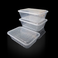 Conteneur alimentaire rectangulaire jetable en plastique PP noir de 1000 ml (34 oz) – Boîte repas individuelle pour plats à emporter, disponible en plusieurs tailles