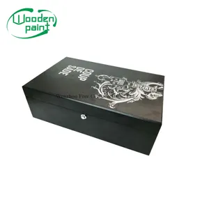 Black lacquer finish wooden wine box single wine bottle gift box