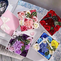 Kotak Hadiah Bunga Buatan untuk Dekorasi Rumah-Suvenir Mawar Kering Warna-warni Romantis untuk Hari Ibu Wisuda Buatan Tangan