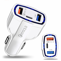 Pengisi Daya Mobil Universal 10w Quick Charge 3.0 Pengisian Cepat Mobil 2 Port Adaptor Pengisi Daya Usb untuk Iphone Adaptor Tipe C untuk Samsung