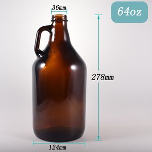 中国制造商2.5l 4l 1加仑琥珀色棕色玻璃咆哮器红酒壶玻璃啤酒壶带手柄瓶 - Product Image 6