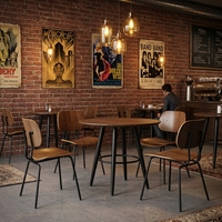 Ensemble de salle à manger en métal résistant aux intempéries et antirouille, table et chaises pour café commercial, hôtel, terrasse