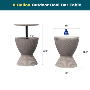 8 جالون ارتفاع قابل للتعديل 3 في 1 نمط الروطان الفناء بارد البيرة و r- من أجل حفلة حمام السباحة في الهواء الطلق - Product Image 6