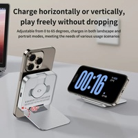 Chargeur sans fil magnétique pliable portable PD 15W à charge rapide avec support pour téléphone et écouteurs - Idéal pour les voyages