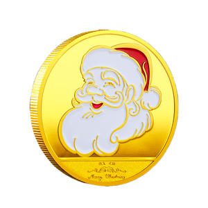 Kerstman traditionele herdenkingsmunten UV-print verguld verzilverd 3D reliëf feestcadeaus souvenir - Product Image 3