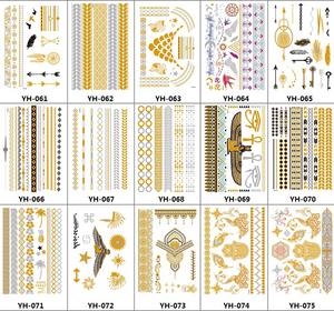 Venta al por mayor de transferencia de agua temporal a prueba de agua a todo Color oro plata Henna cuerpo instantáneo extraíble <span class=keywords><strong>tatuaje</strong></span> plantilla pegatinas - Product Image 6