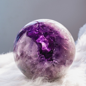 Bola de Geoda de <span class=keywords><strong>Amatista</strong></span> Pulida de Alta Calidad, Cristal Natural de Curación para Decoración del Hogar - Product Image 1