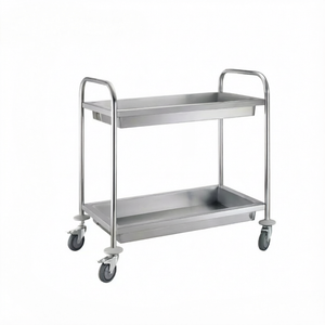 Carrito de Servicio de 3 Niveles Pequeño de Acero Inoxidable, Tubo Redondo de 0.8mm, con Ruedas Silenciosas para Cafetería - Product Image 5