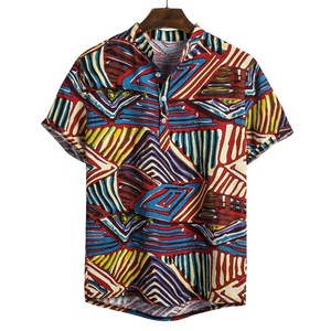 <span class=keywords><strong>Chemise</strong></span> à manches courtes en lin décontractée de style africain ethnique à fleurs, 10 couleurs - Product Image 6
