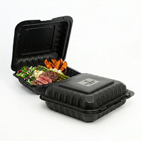 Cajas de comida desechables resistentes de 40 oz con tapa tipo concha, contenedores de almuerzo de 3 compartimentos para comida lista para comer