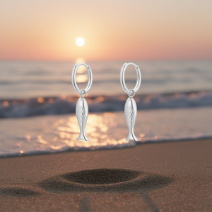 Pendientes con forma de pez Amy Amy, chapados en plata, aleación de zinc, regalo de joyería de moda para mujer - Product Image 2