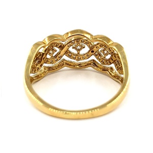 HK China Romantic Design Prong Setting 14k Yellow Gold 100% Natural Diamond Fine Jewelry Broad Wedding Band Ring for Bridal - Product Image 3