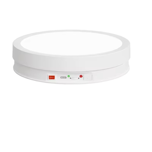 22CM Color Light Charging Display Stand 360 Rotating Electrical Display Stand with Remote Control Load 10KG Turntable