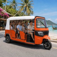 Tricycle Électrique Personnalisé 72V pour Adultes, Voiture à Trois Roues Tuk-Tuk Bajaj Taxi à 3 Rangées avec Toit pour le Tourisme et le Transport de Passagers