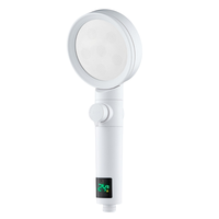Pommeau de douche à affichage numérique de la température LED, alimenté par l'eau, trois modes, ABS chromé