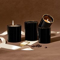 Grosir 2oz 3oz 4oz stoples lilin kaca bulat Mini hitam atasan emas kosong untuk pernikahan