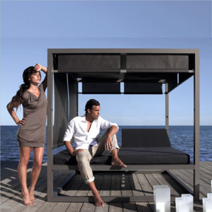 Chaise longue double en aluminium Royal Garden <span class=keywords><strong>pour</strong></span> patio extérieur, lit <span class=keywords><strong>de</strong></span> soleil <span class=keywords><strong>pour</strong></span> <span class=keywords><strong>piscine</strong></span> ou plage, mobilier d'hôtel en métal - Product Image 4