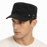 Casquette plate unisexe avec boucle réglable, bord court, mélange de coton, style militaire, respirante, imperméable, pour toutes les saisons, protection solaire en plein air