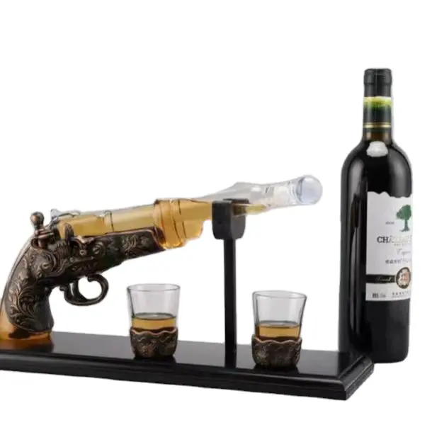 Luxury Glass Gun-Style Decanter with Shot 2 Glasses