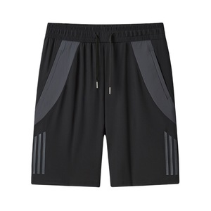 Shorts en toile unie pour homme, polyester/nylon, séchage rapide, noir/gris, vêtements décontractés d'été - Product Image 5