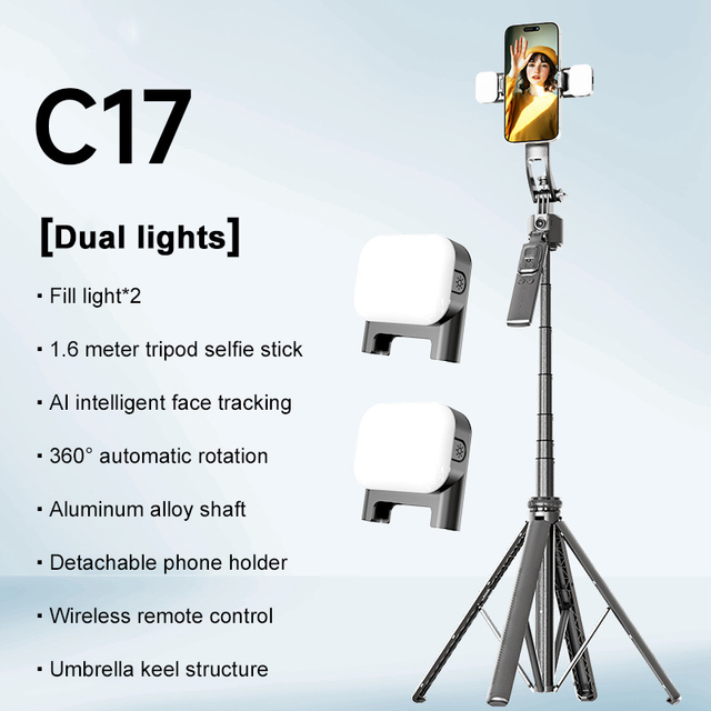 AI Smart Gimbal Stabilizer Selfie Stick with 360 Rotation Auto Face Tracking Live Phone Holder for Camera & Live Streaming