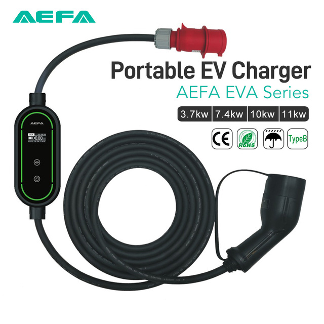 11KW 16A 3Phase  Portable EV  Charger With Type1/2/GBT/Tesla CEE Plug IP67WaterProof With Type B(AC 30MA+DC 6MA)