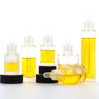 Flacon cylindrique en verre transparent HOPECK 100/50/30/15 ml avec compte-gouttes en plastique transparent à bulbe TPE et collier transparent en PVC pour sérum