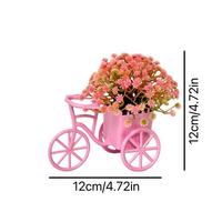 Pot Bunga Plastik Kreatif Bentuk Sepeda dengan Bunga Gypsophila Buatan Sederhana untuk Dekorasi Kamar Tidur dan Meja Kerja yang Realistis