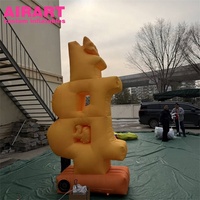 Mur de lettres gonflables jaunes sur mesure, enseigne gonflable géante avec graphisme imprimé pour la publicité événementielle, lettres gonflables