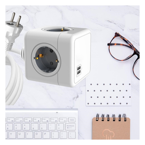 2026 German Receptacle with 2 <b>USB</b> Power Cube with Extended 1.5 m <b>Cable</b> Power Sockets - Product Image 1