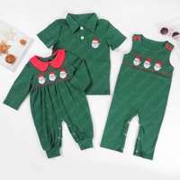 Bébé filles frère ou sœur correspondant tenues brodées de Noël enfants fille tricoté coton personnalisé Père Noël smocké ensembles de vêtements