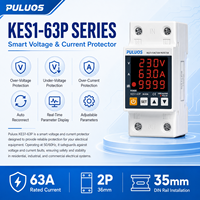 Relais de protection intelligent contre les surtensions et les surintensités Puluos KES1-63P 63A, dispositif de protection de puissance réglable pour usage domestique et commercial